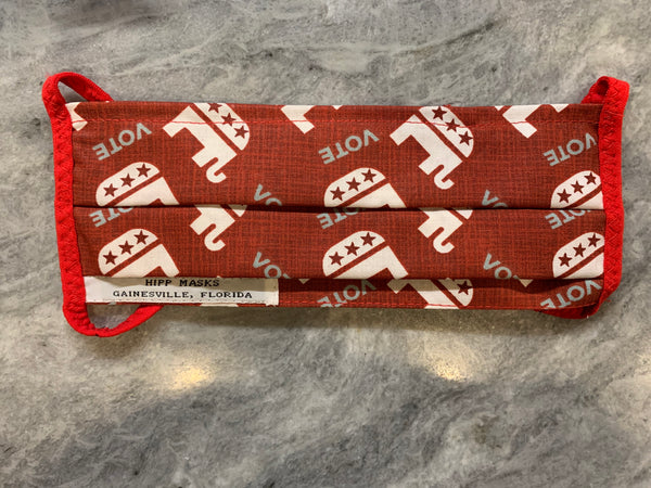 Just Vote:   Republican Party Red Elephant "Vote" Print, Red Foldover Elastic for Ears