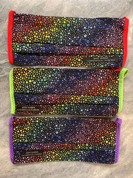 Terry Fleming's Pride Center: Black or Purple Rainbow Pride 100% Cotton with Various Colors of Foldover Elastic for Ears