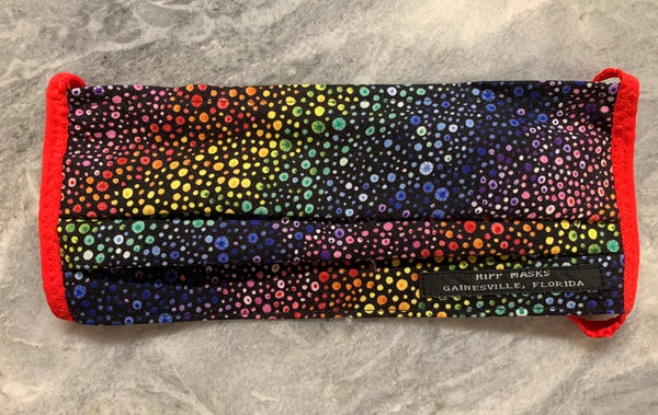 Terry Fleming's Pride Center: Black or Purple Rainbow Pride 100% Cotton with Various Colors of Foldover Elastic for Ears
