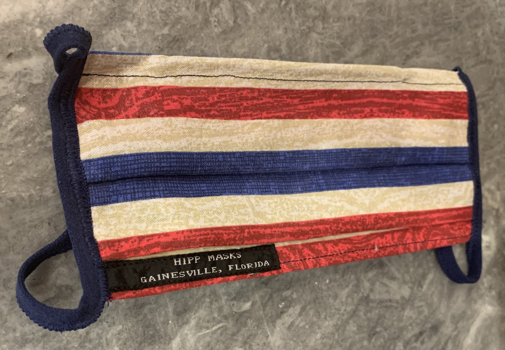 Fanfares and Fireworks: Red, White and Blue Striped Cotton with Navy Foldover Elastic for Ears